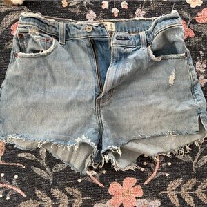 Abercrombie & Fitch Frayed Hem Blue Denim Shorts